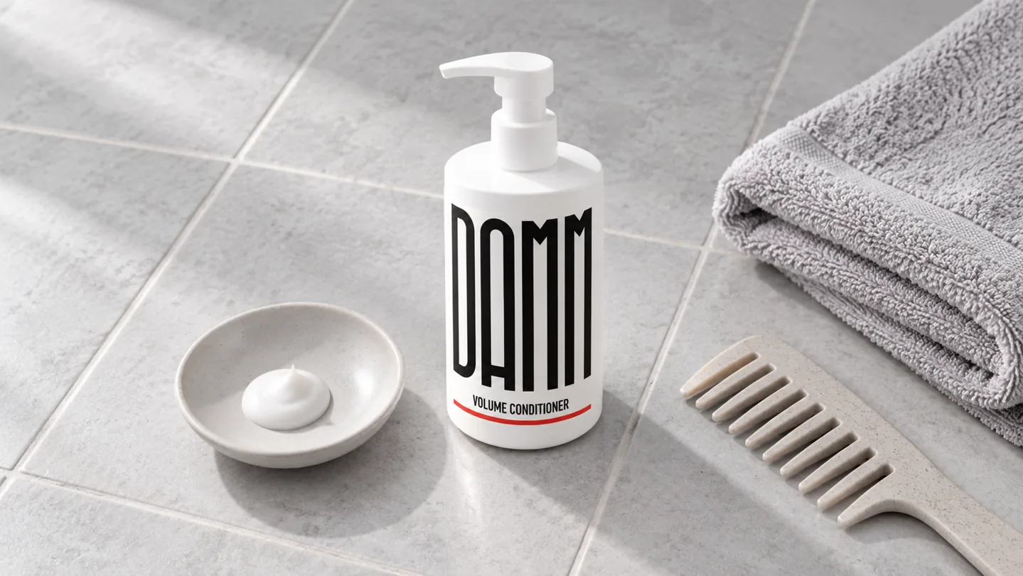 Volume Conditioner ved en kam og et håndklæde.